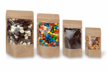 Standbodenbeutel aus Kraftpapier mit großem Fenster | PIT Packaging.ch | Couvertsbestellen