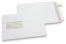 Enveloppes blanches standards, 162 x 229 mm, papier 90 gr, fenêtre à gauche 45 x 110 mm, position de la fenêtre à 20 mm du gauche et 60 mm du bas, fermeture avec bande adhésive. | PIT Packaging.ch/fr | Paysdesenveloppes