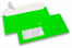Enveloppes fluo - vert, avec fenêtre 45 x 90 mm, position de la fenêtre à 20 mm du gauche et à 15 mm du bas | PIT Packaging.ch/fr | Paysdesenveloppes