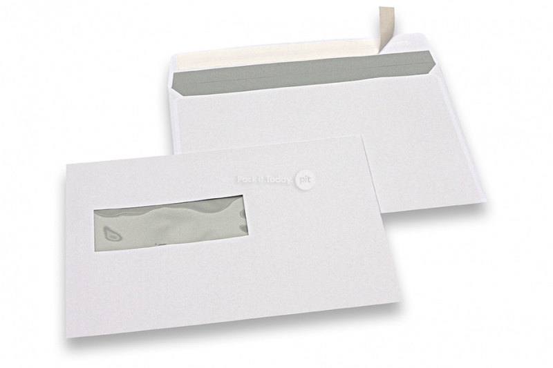 Laserdrucker Couverts, 162 x 229 mm (C5), Fenster links 40 x 110 mm, Fensterposition 20 mm von links und 72 mm von unten, Gewicht pro Stück ca. 7 Gr.