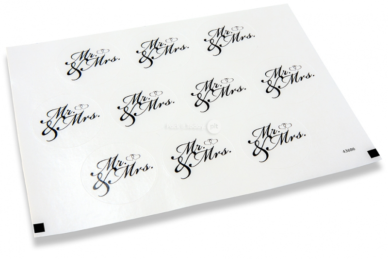 Pastilles adhésives thème mariage - Mr. & Mrs. noir
