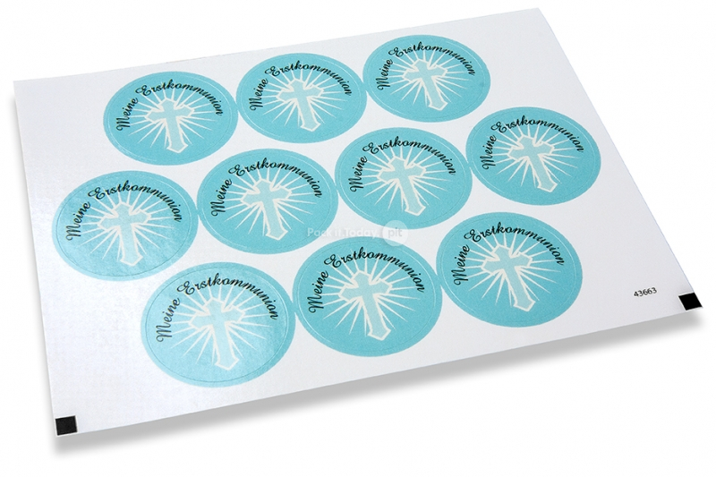 Pastilles adhésives thème communion - meine erstkommunion croix bleue