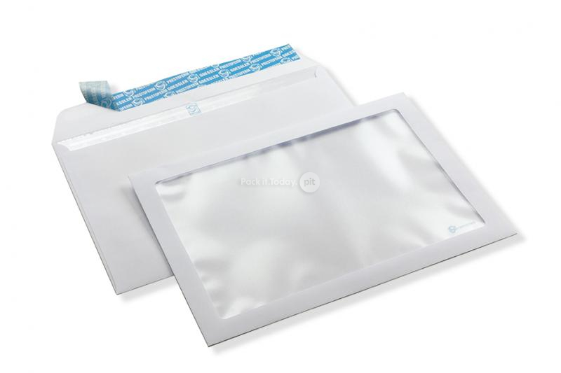 Enveloppes à fenêtre panoramique, 162 x 229 mm (A5), 100 grammes, bande de fermeture, (format fenêtre 130 x 200 mm, position: 15 mm du bord gauche, 15 mm du bas)