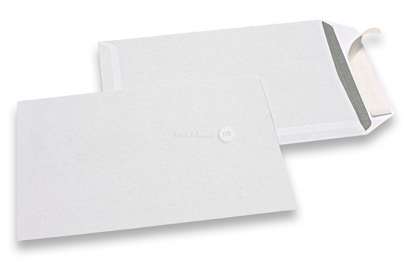 Enveloppes blanches standards, 176 x 250 mm, papier 90 gr, fenêtre à gauche, fermeture avec bande adhésive