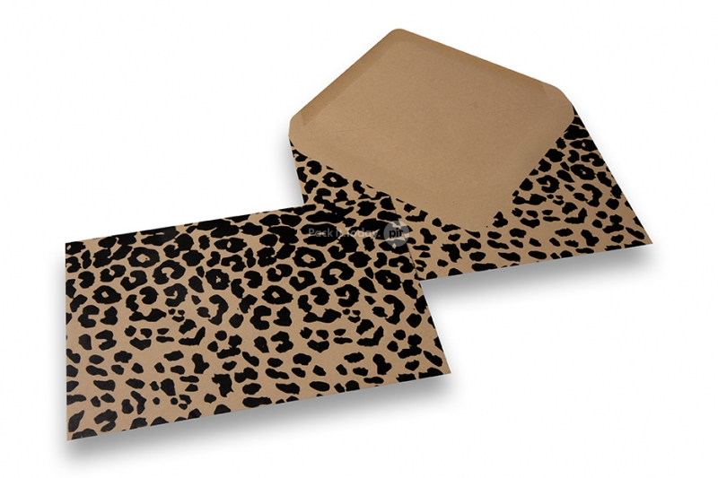 Couverts mit Tiermotiv - Braunes Kraftpapier, Schwarz, Pantherdruck