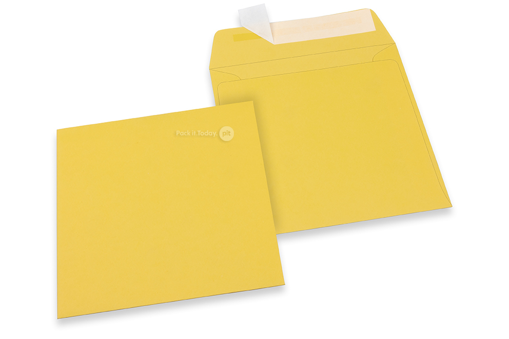 Farbige Couverts Papier - Sonnenblumengelb, 160 x 160 mm