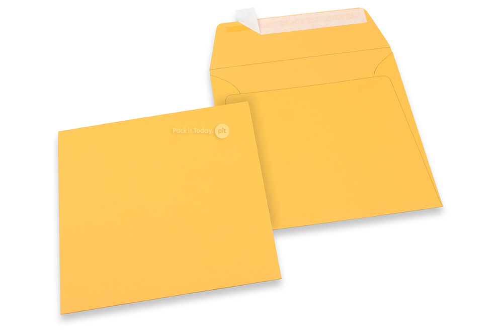 Farbige Couverts Papier - Goldgelb, 160 x 160 mm