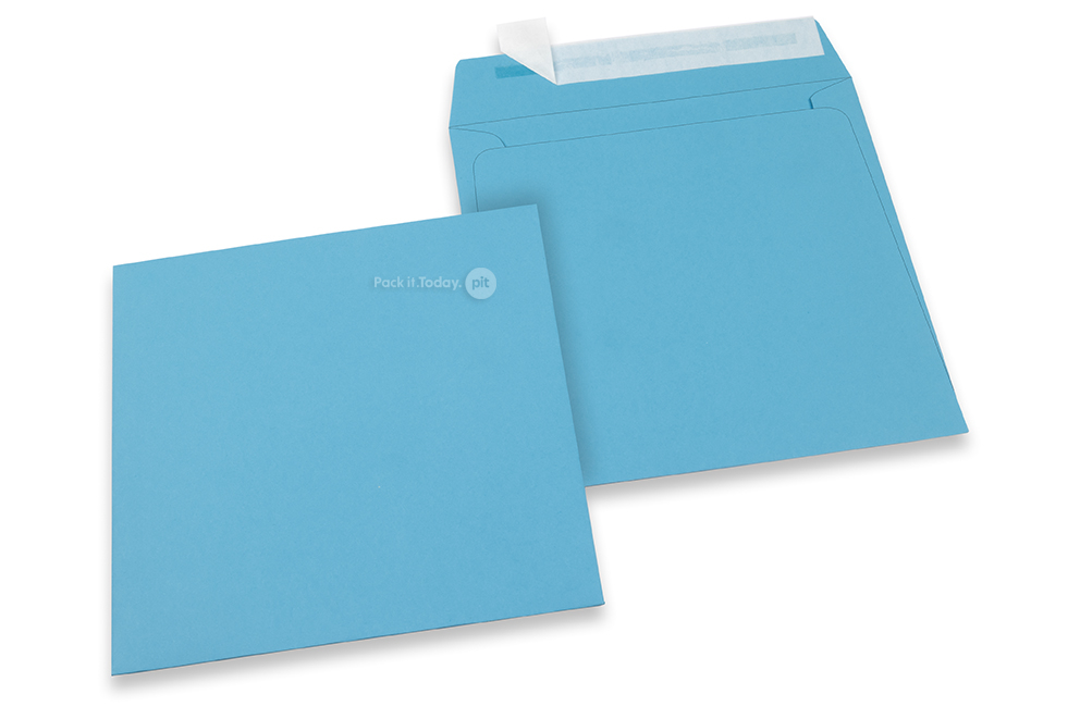 Farbige Couverts Papier - Himmelblau, 160 x 160 mm