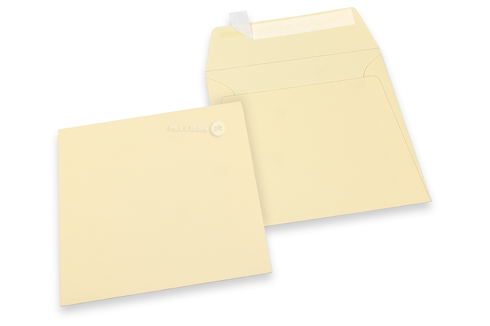 Farbige Couverts Papier - Elfenbein, 160 x 160 mm