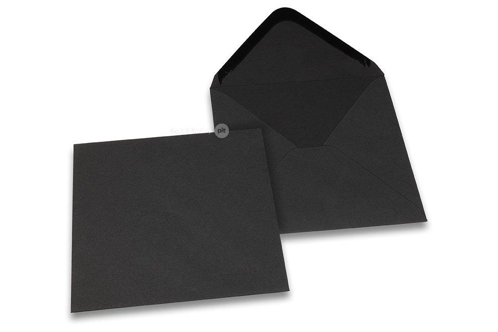 Farbige Couverts  für Glückwunschkarten  - Schwarz, 155 x 155 mm