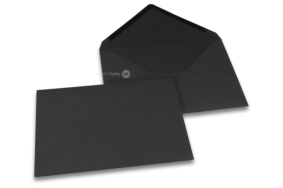 Farbige Couverts  für Glückwunschkarten - Schwarz, 162 x 229 mm
