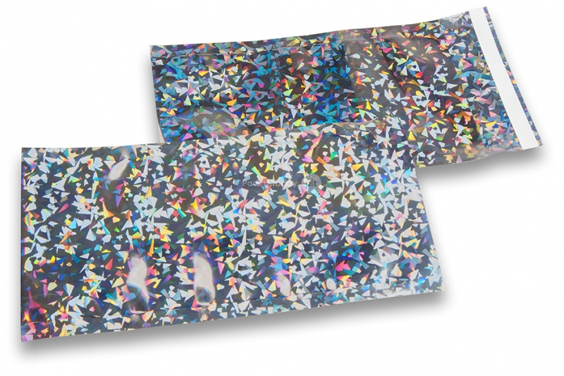 Silberne Holografische Metallic Foliencouverts - 114 x 229 mm