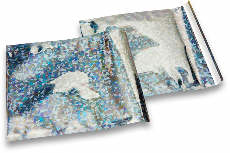 Silberne Holografische Metallic Foliencouverts - 165 x 165 mm