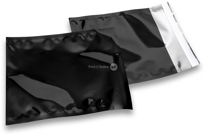 Schwarze Metallic Foliencouverts - 165 x 165 mm