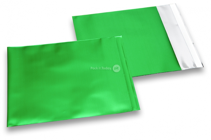 Enveloppes aluminium métallisées mat - vert 165 x 165 mm