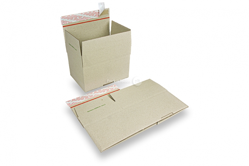 Caisse carton fond automatique Speedbox à base d'herbe est livré à plat