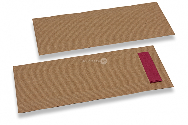 Bestecktasche Braun ohne Besteckschnitt + Bordeaux Papierserviette