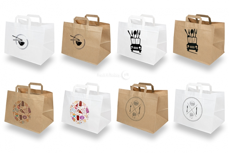 Papiertüten take away - Weiß und Braun