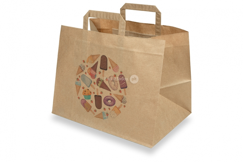 Papiertüten take away - Braun + Süßigkeiten