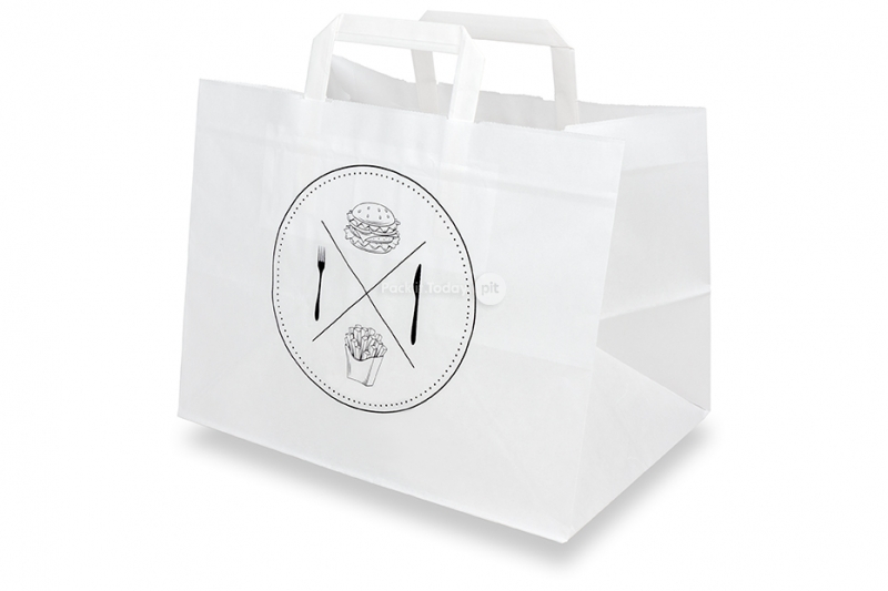 Sacs en papier pour la vente à emporter - blanc + snacks