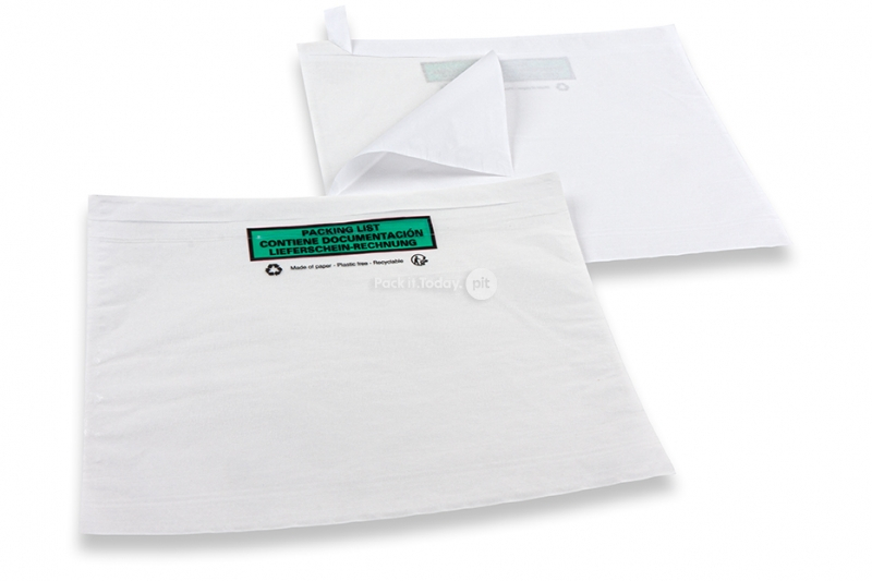 Pochettes porte-documents adhésive en papier - 250 x 320 mm avec impression