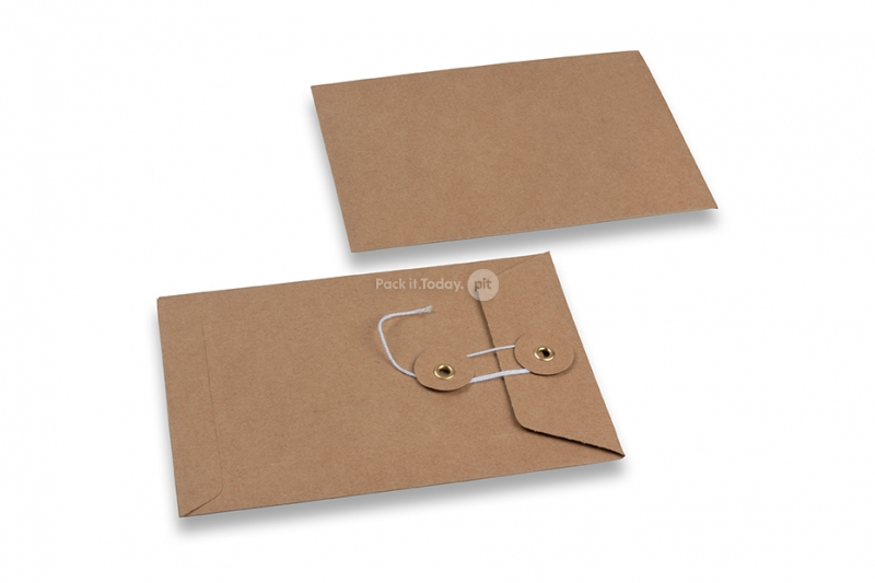 Kartonverpackung mit Kordelverschluss - 114 x 162 mm, braun