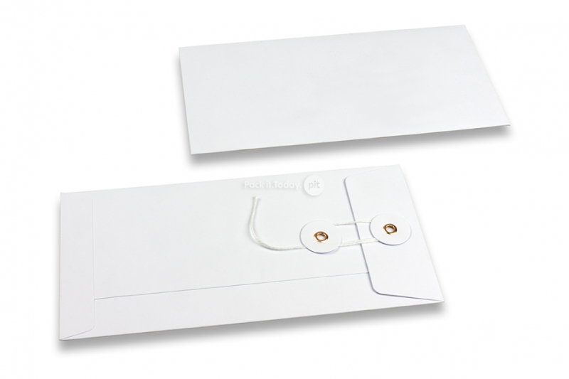 Kartonverpackung mit Kordelverschluss - 110 x 220 mm, weiß