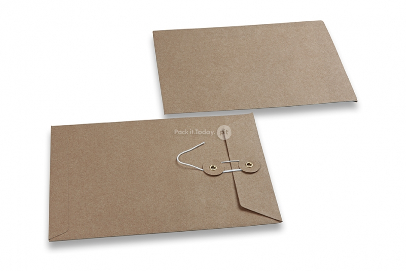 Kartonverpackung mit Kordelverschluss - 162 x 229 mm, braun-kraft