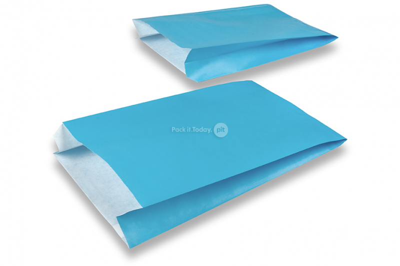 Sachets cadeaux en papier kraft couloré - bleu, 200 x 320 x 70 mm