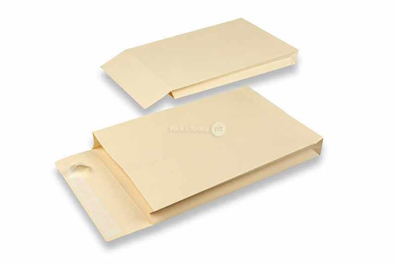 Pochettes à soufflet avec fond renforcé - 230 x 350 x 40 mm, crème