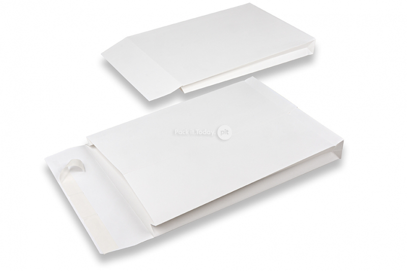 Pochettes à soufflet avec fond renforcé - 262 x 371 x 40 mm, blanc
