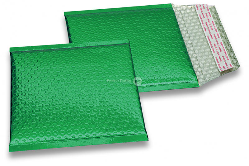 Enveloppes à bulles ECO métallique - vert 165 x 165 mm