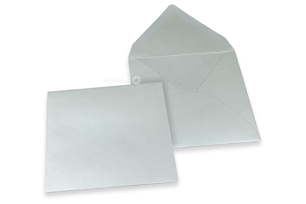 Farbige Couverts für Glückwunschkarten - Silber metallic, 155 x 155 mm