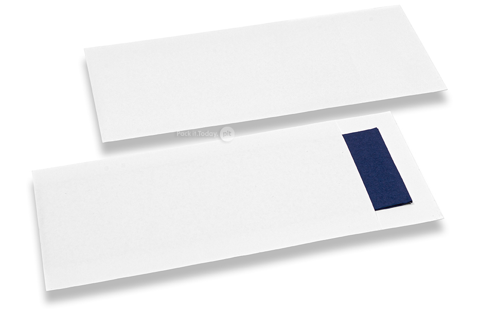 Pochettes à couverts blanc sans incision + bleu serviette en papier