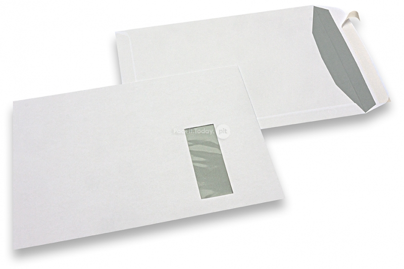 Fenstercouverts, Weiss, 229 x 324 mm (C4), Fenster rechts 40 x 110 mm, Fensterposition 20 mm von rechts und 60 mm von oben, haftklebeverschluß, 120 Gramm