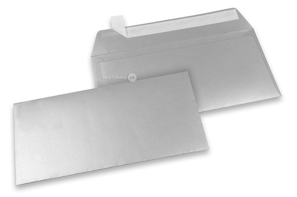 Farbige Couverts Papier - Silber metallic, 110 x 220 mm