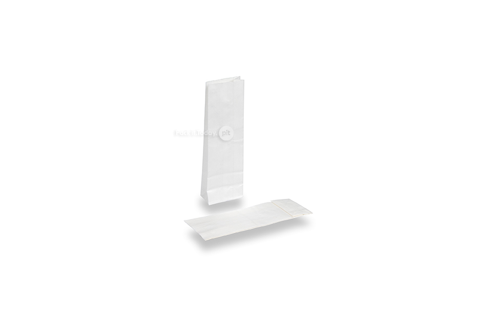 Blockbodenbeutel aus Kraftpapier Weiß - 55 x 30 x 175 mm ohne Fenster, 50 ml