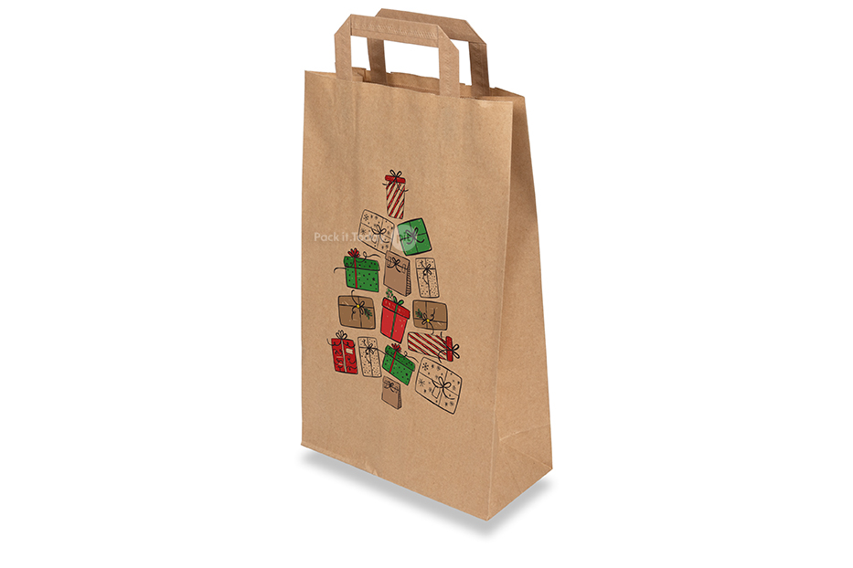 Sacs papier kraft pour Noël brun - Cadeaux
