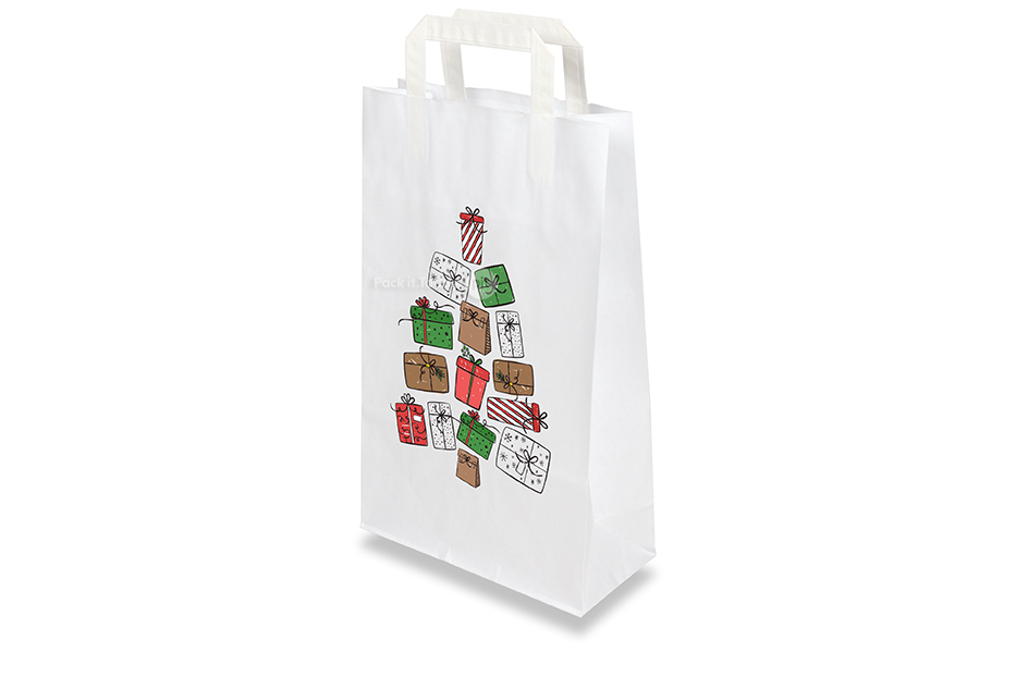 Sacs papier kraft pour Noël blanc - Cadeaux