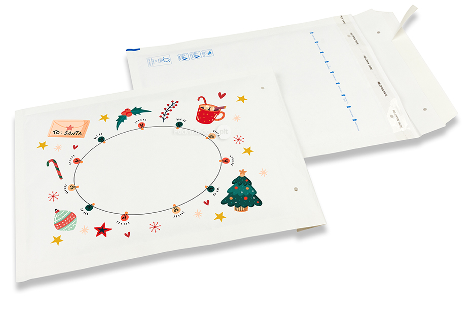 Weiße Weihnachts-Luftpolstertaschen - Weihnachtsdekoration