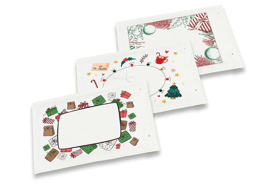 Weiße Weihnachts-Luftpolstertaschen