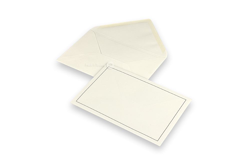 Enveloppes pour faire-part de décès - Crème + Simple bordure, 120 x 185 mm
