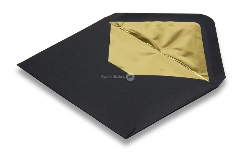 Enveloppes doublées noir - doublure or