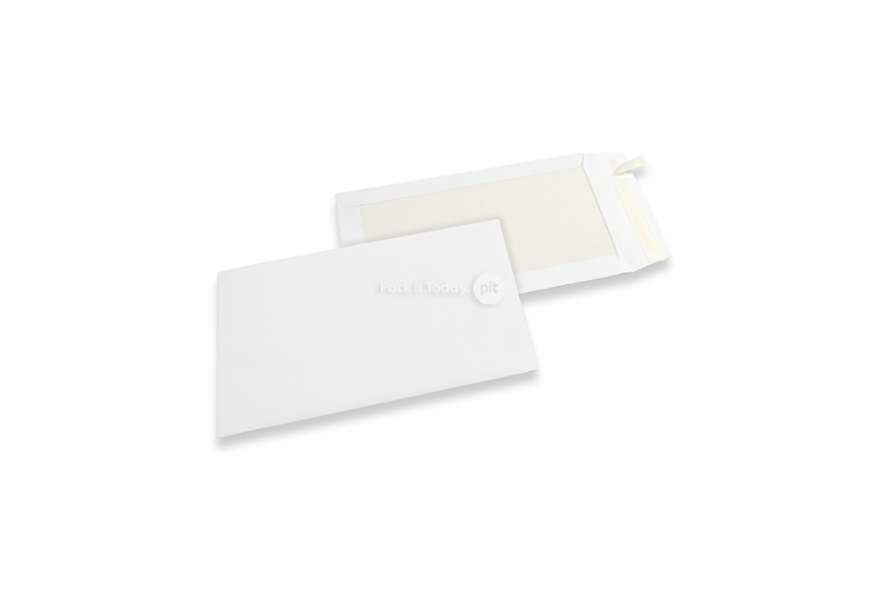 Enveloppes dos carton - 185 x 280 mm, recto kraft blanc 120 gr, dos duplex blanc 450 gr, fermeture adhésive