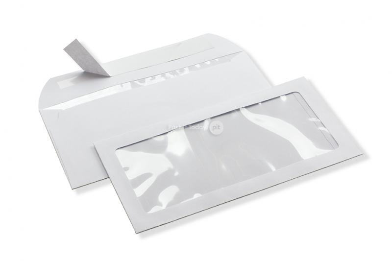 Enveloppes à fenêtre panoramique, 110 x 220 mm (DL), 160 grammes, bande de fermeture, (format fenêtre 80 x 190 mm, position: 15 mm du bord gauche, 15 mm du bas)