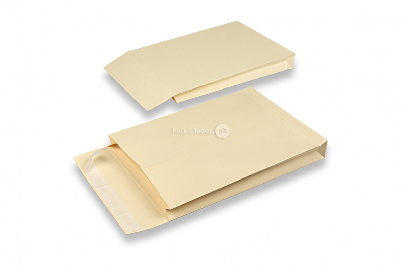 Pochettes à soufflet avec fond renforcé - 229 x 324 x 40 mm, crème